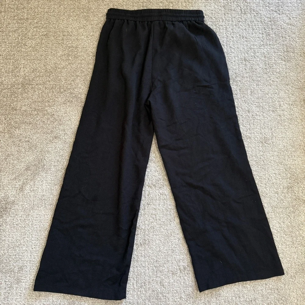 Halara Black Drawstring Pocket Wide Leg Baggy Casual Linen-Feel Pants Medium